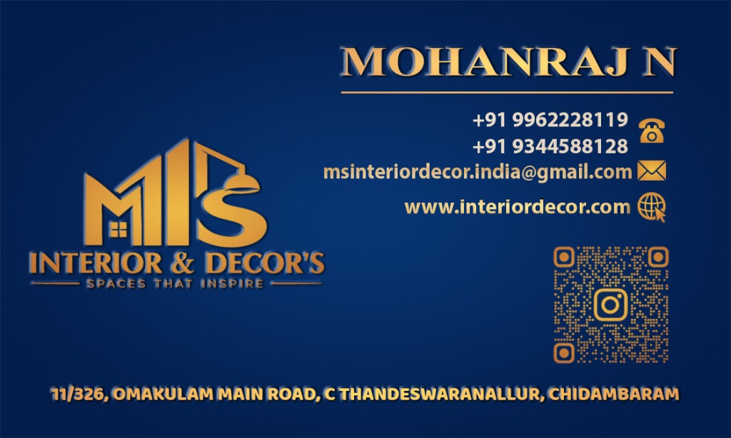 Official Visiting Card of Mohanraj N - MS Interior & Decor's